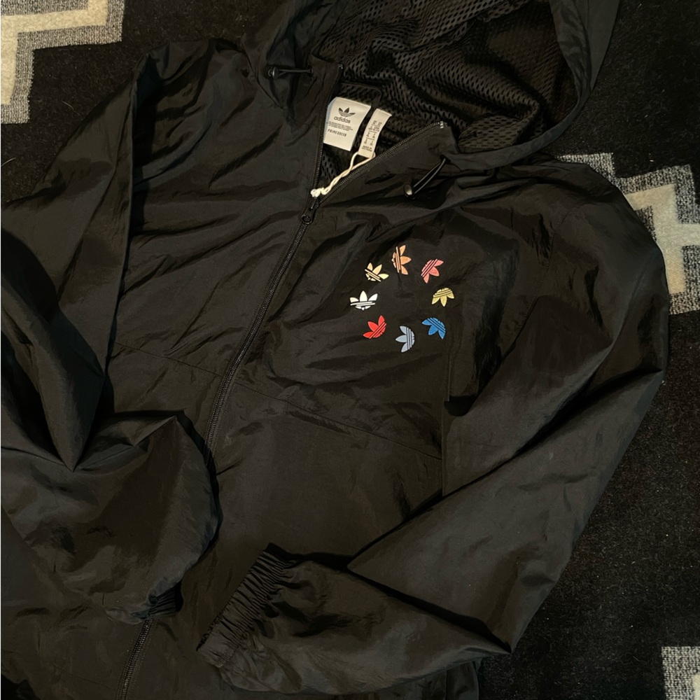 Adidas Mens XL Zip Up Windbreaker with Embroidered Logo